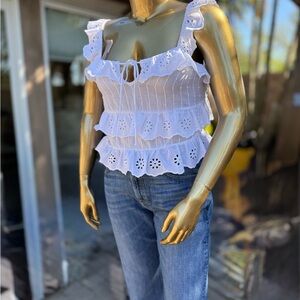 NWT- And NowThis-White Eyelet Ruffle Tank Top